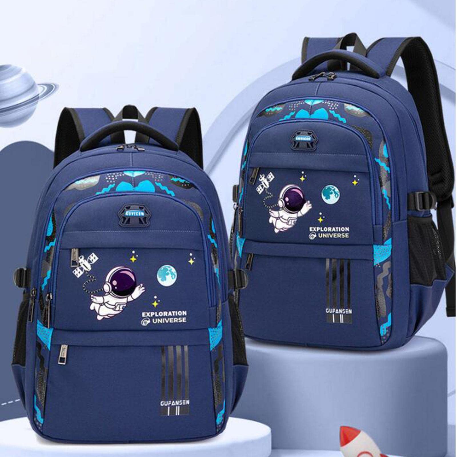 Enakshi Astronaut Kids Backpack - Adjustable Shoulder Straps for Hiking, Large Capacity Blue School Bag | Perfect for Boys & Girls Outdoor Adventures, School & Travel
