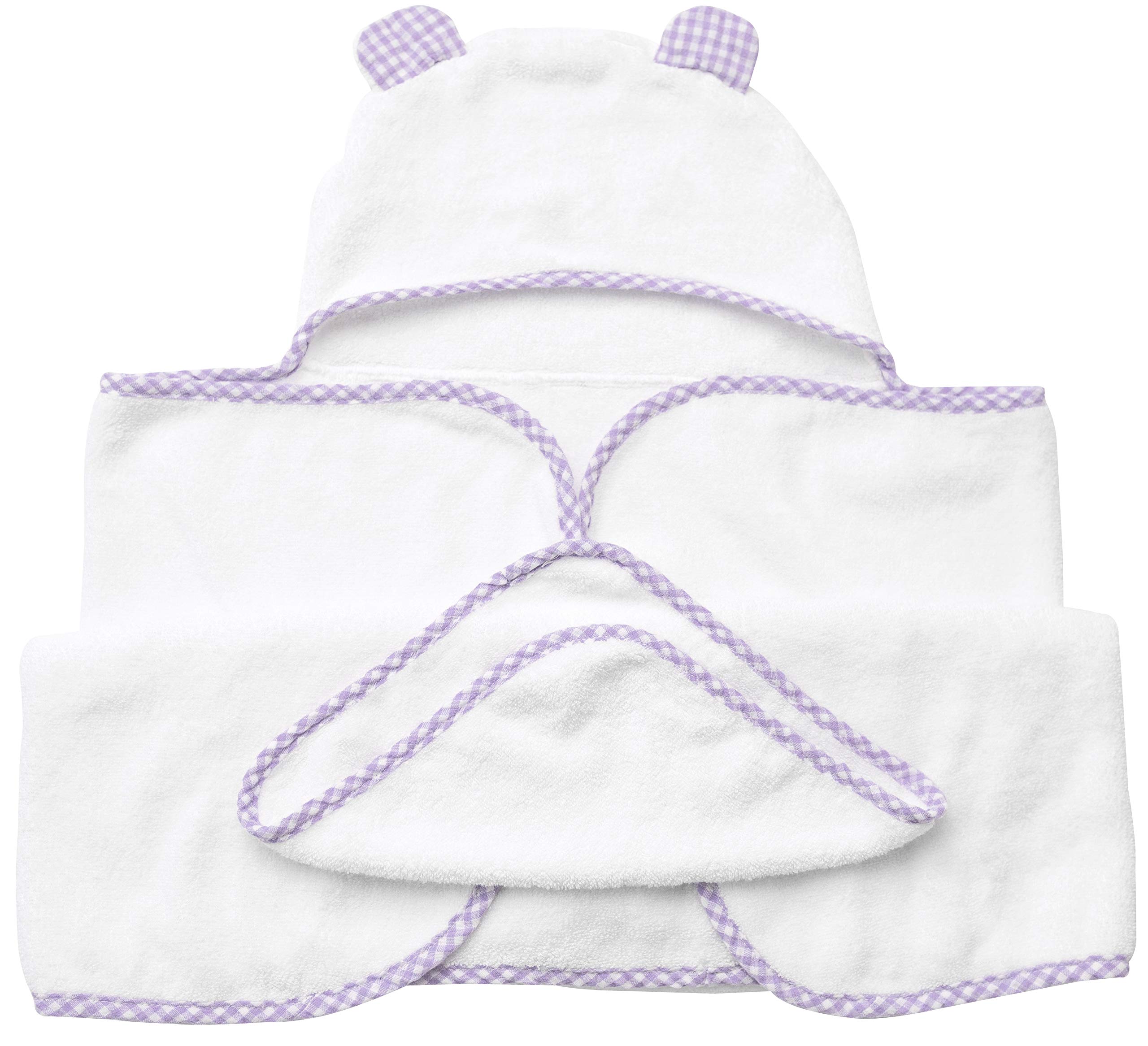 Channing & Yates Premium Organic Bamboo Viscose Hooded Baby Towel & Washcloth Set for Girls - Soft Purple Baby Girl Bath Towels with Hood - Perfect for Newborns, Infants & Toddlers Bath Time, Spa Day & Gift Giving