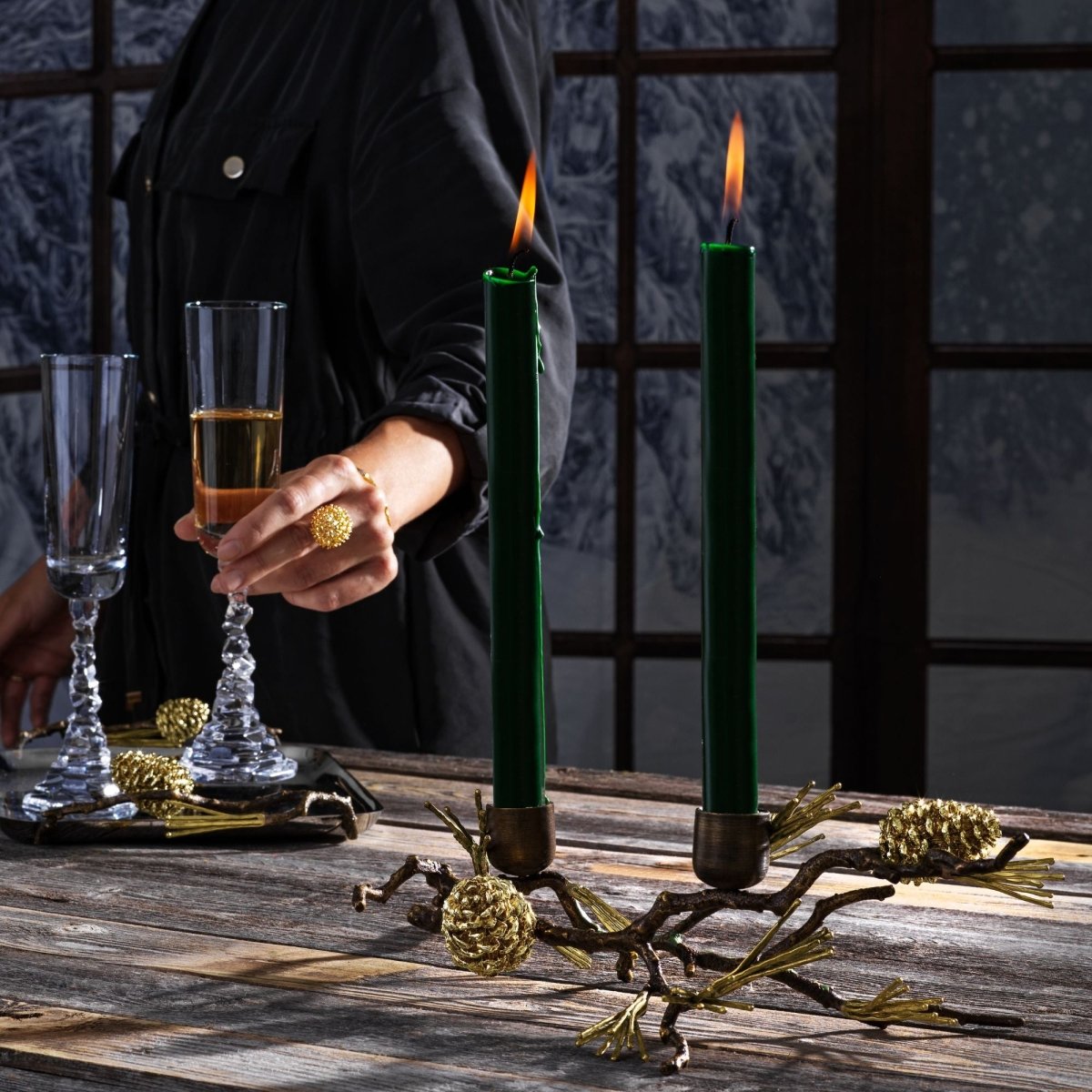 Handmade Pine Cone Candelabra - Rustic Natural Wooden Candle Holder for Farmhouse, Wedding & Holiday Decor - Perfect for Christmas, Thanksgiving & Cozy Home Decoration