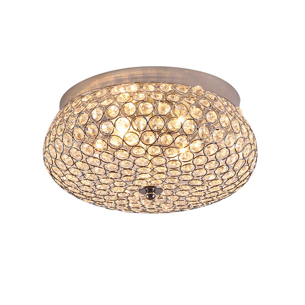 Modern Round Crystal Pendant Lamp - Elegant Flush Mount Ceiling Light Fixture for Living Room, Bedroom, Dining Room & Office - Perfect for Home Decor, Interior Lighting and Modern Spaces