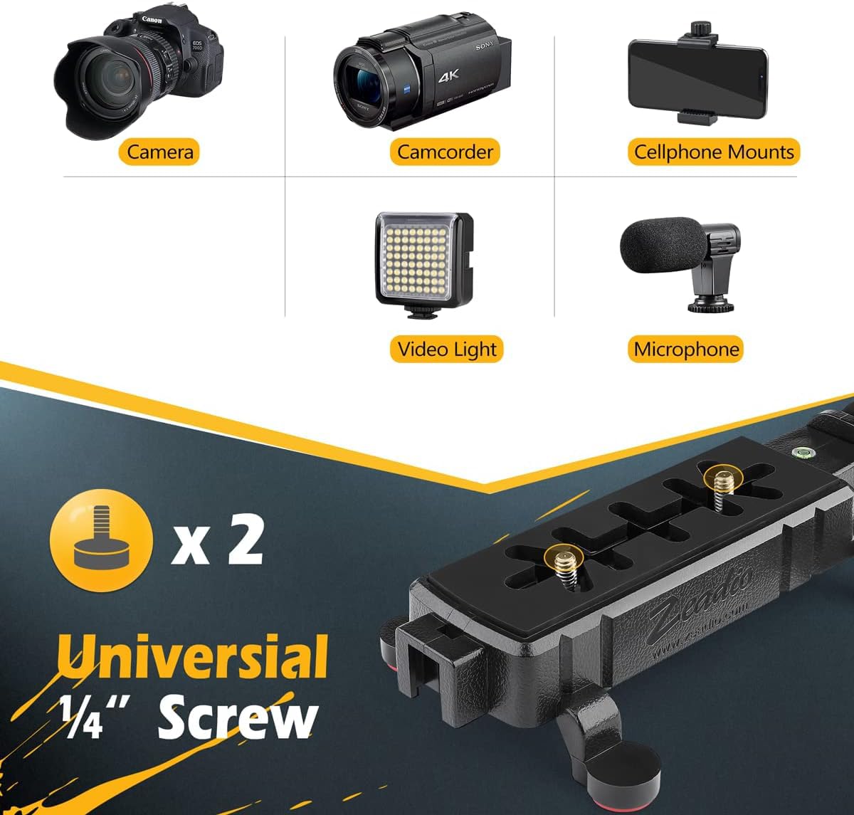 Zeadio Universal Smartphone Camera Stabilizer - Handheld Video Grip for iPhone, Android, DSLR, Action Cam & Camcorder | Perfect for Vlogging, Live Streaming & Smooth Video Recording