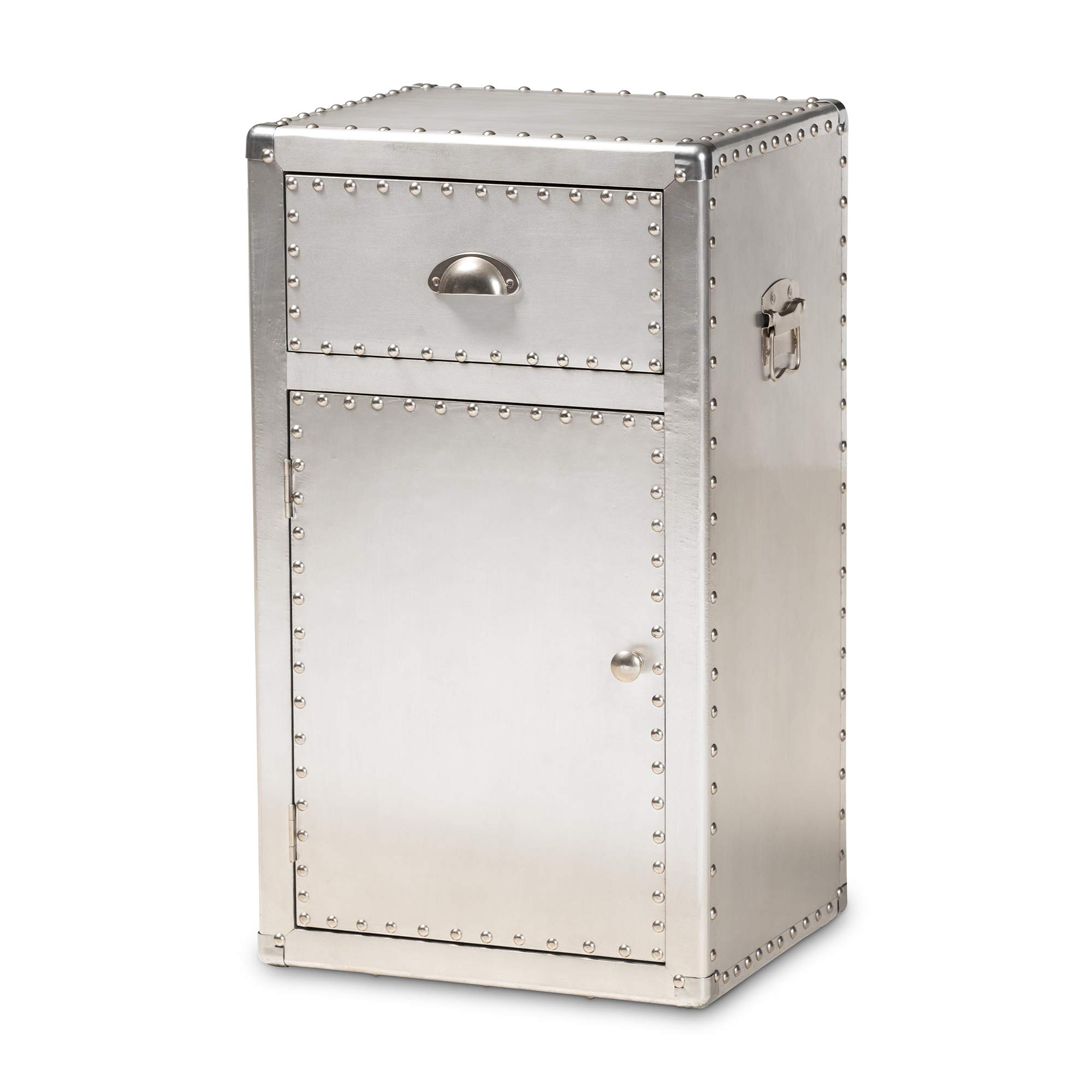 Baxton Studio Multipurpose Shelving and Cabinets - Silver Metal Storage Solution for Home Office, Living Room & Bedroom Organization