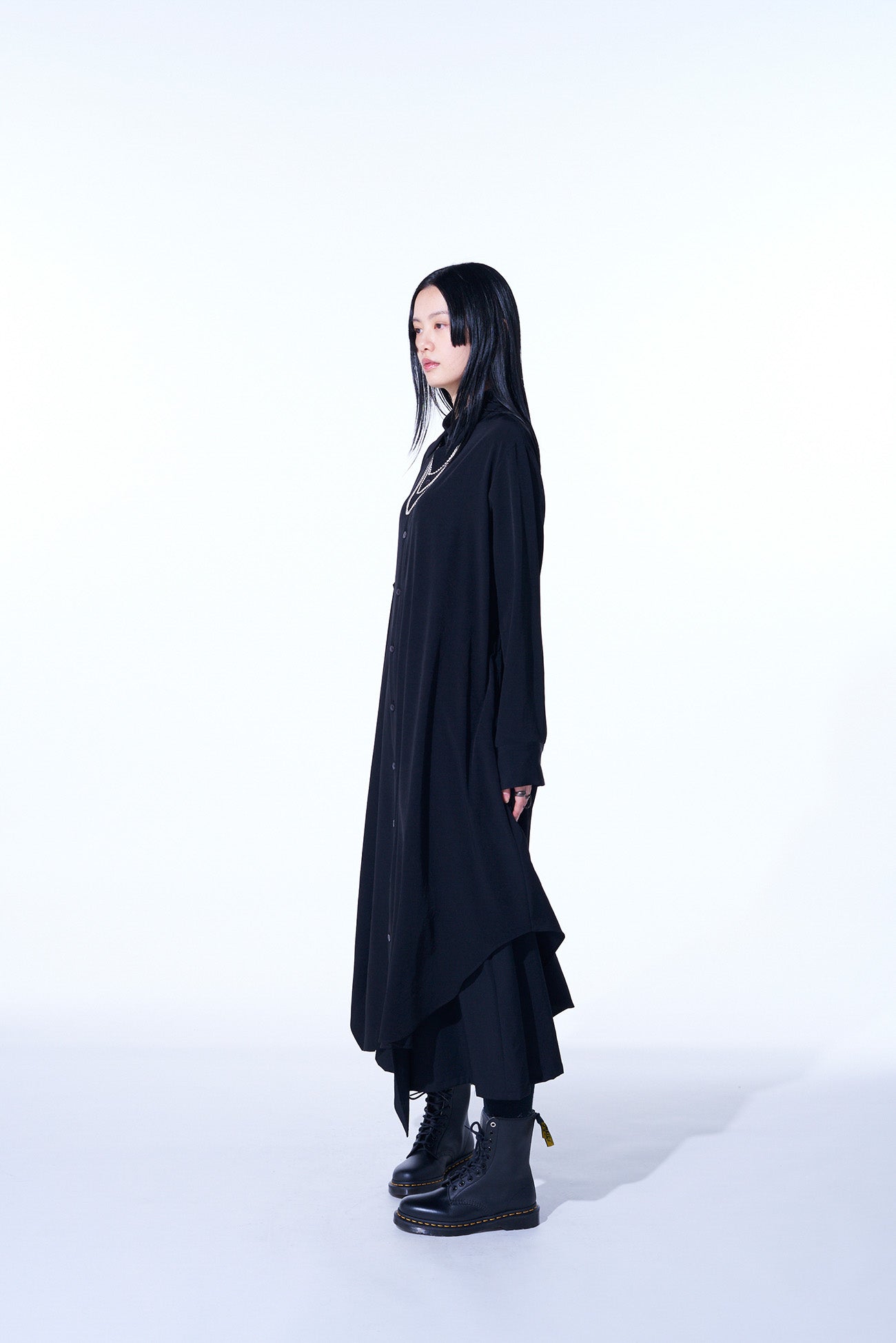 Elegant Crepe de Chine Shirt Dress with Double Tailored Right Front - Perfect for Office Wear & Casual Outings