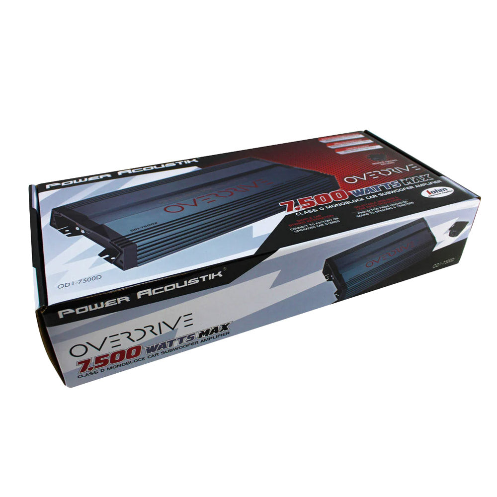 Power Acoustik OD1 7500D 7500W Monoblock Car Amplifier with Bass Remote - High Power Car Audio Amp for Subwoofers, Perfect for Truck & SUV Sound Systems