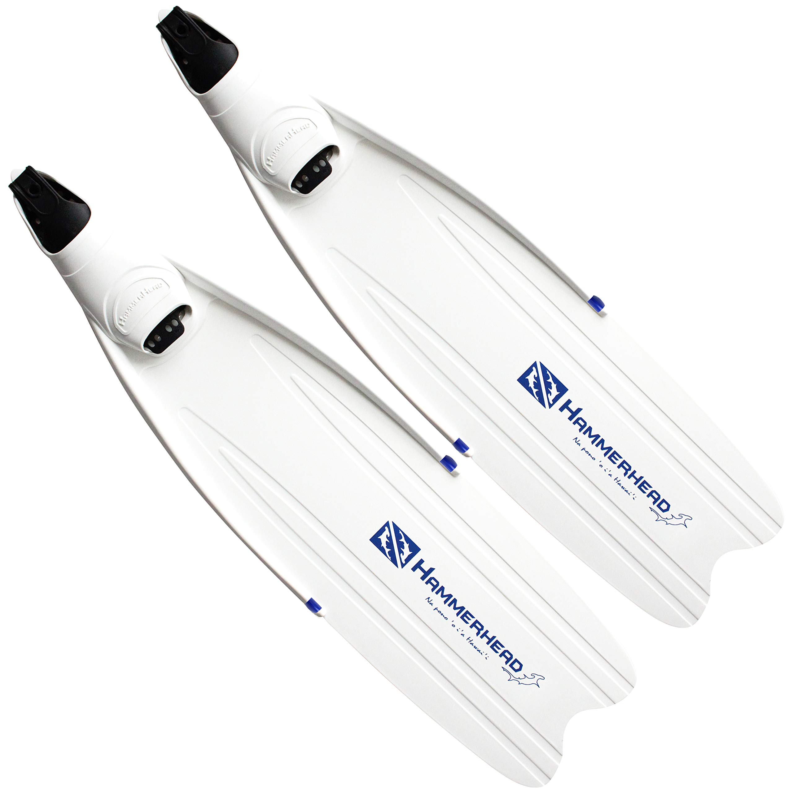 Hammerhead Kaudal Swim Fins - White with Pink & Blue Accents - High-Performance Swimming Fins for Snorkeling, Scuba Diving & Water Sports
