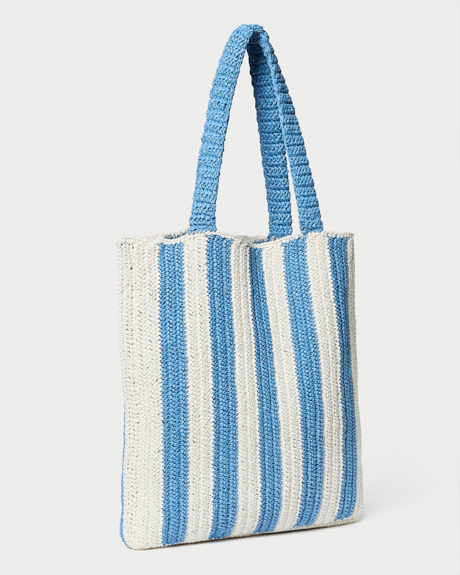 Orion Blue and White Raffia Tote Bag - Stylish Beach Tote for Women, Summer Vacation, Pool Party & Shopping