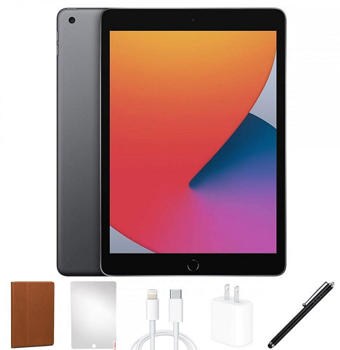 Refurbished Apple iPad 8th Generation 32GB Space Gray with Protective Case - Perfect for Students, Work & Entertainment | Fast Charging & Long Battery Life