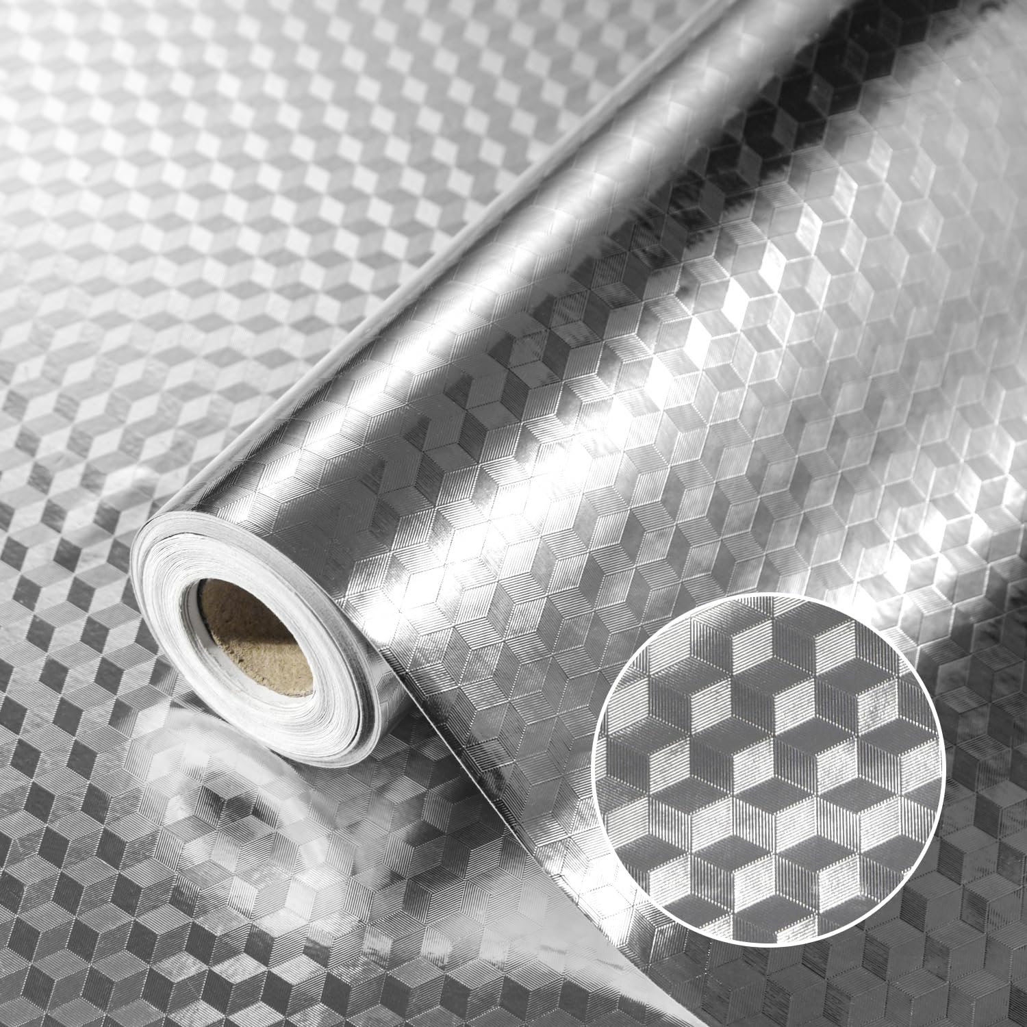 Oil-Resistant Waterproof Heat-Resistant Kitchen Backsplash Wallpaper - Peel and Stick Aluminum Foil Contact Paper for Walls & Countertops (15.7