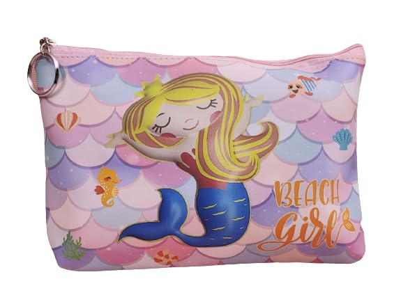 AMANVANI Mermaid Themed Zipper Pouch Set (2 Pack) - Cute Waterproof Cosmetic Bag for Women & Girls, School Stationery Organizer, Makeup Travel Pouch - Perfect for Gifts, School Supplies & Travel Accessories