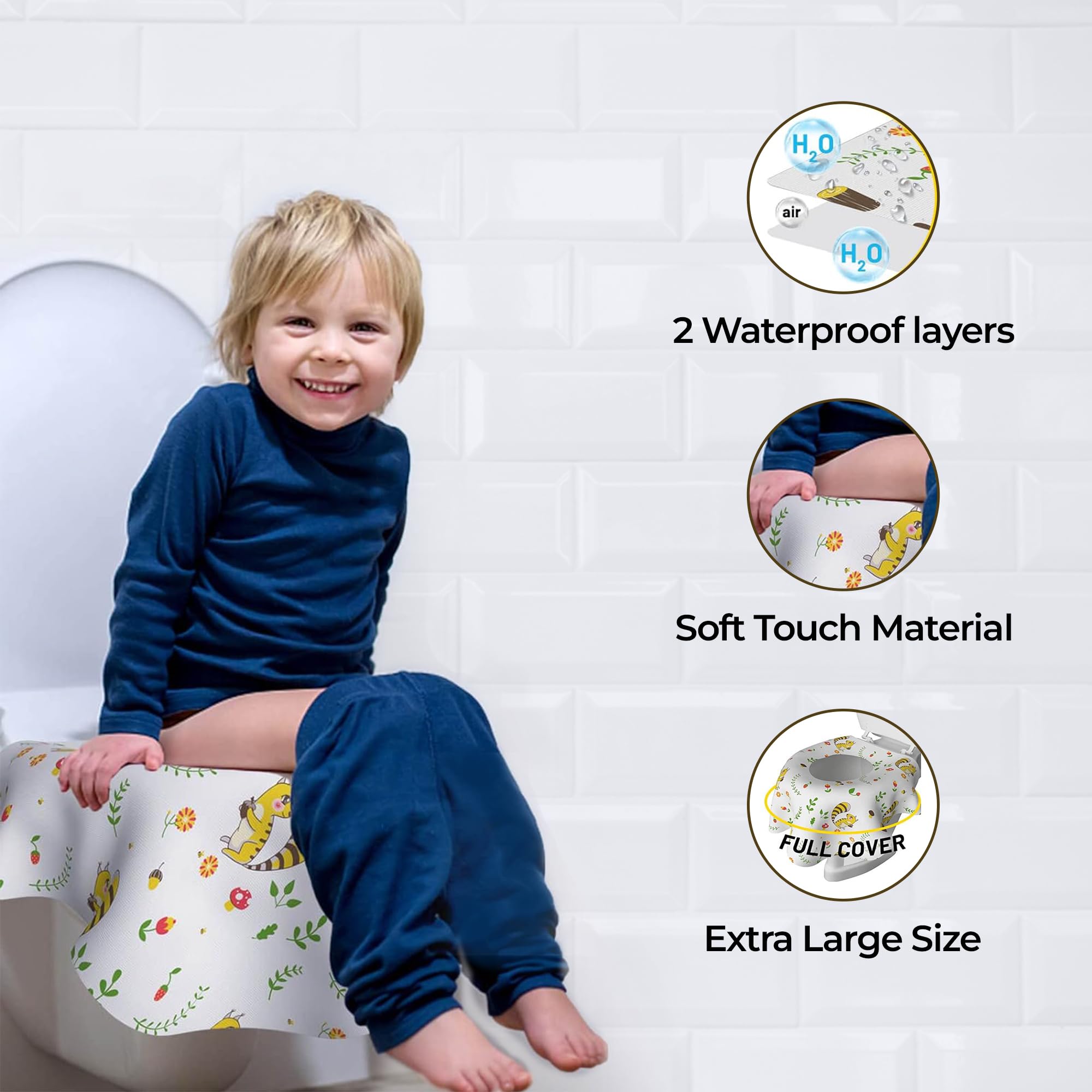 Extra Large Waterproof Disposable Toilet Seat Covers - 20 Pack Individually Wrapped, Travel & Public Restroom Essentials for Kids, Adults & Toddler Potty Training (Squirrel Design) - Perfect for Airplanes, Camping & Hygiene Protection