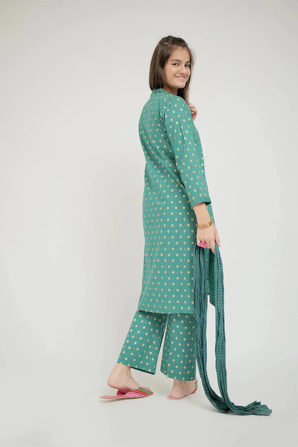 Elegant Teal Printed Cotton Lawn Suit for Women - Perfect for Weddings, Parties & Special Occasions