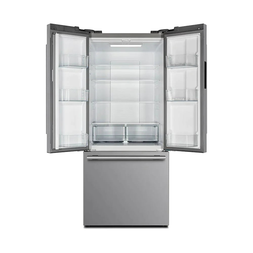 FORNO 31 Inch 17.5 cu ft Stainless Steel French Door Refrigerator with Ice Maker - Energy Efficient, Spacious Freezer & Adjustable Shelves - Perfect for Modern Kitchens & Large Families (Model: FFFFD1974 31SB)