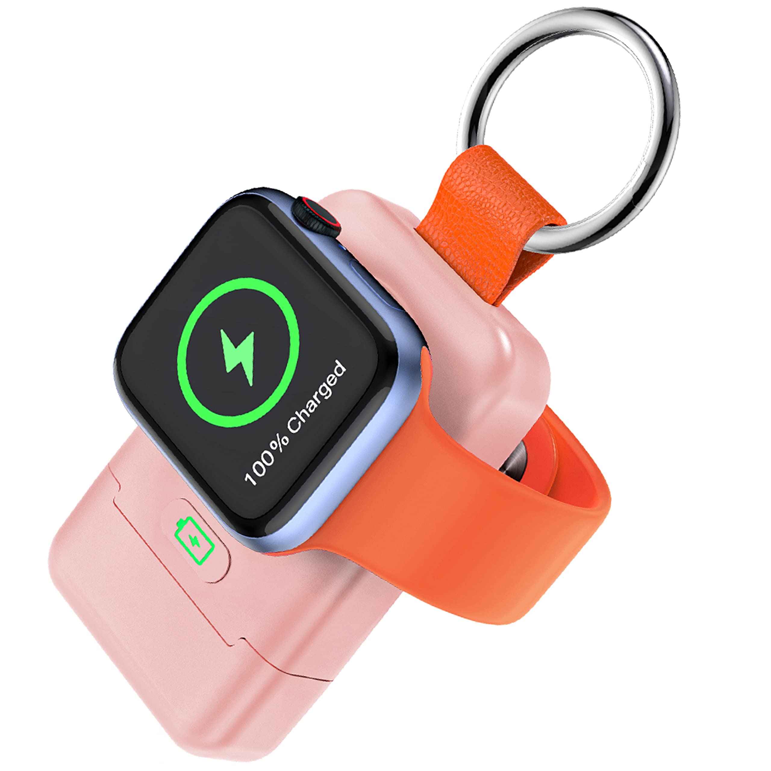 HUOTO 1400mAh Portable Wireless Charger for Apple Watch Series 9/8/7/6/SE/5/4/3/2/1/Ultra/Ultra 2 - Magnetic Keychain Power Bank for iWatch - Perfect for Travel, Gym & Outdoor Activities
