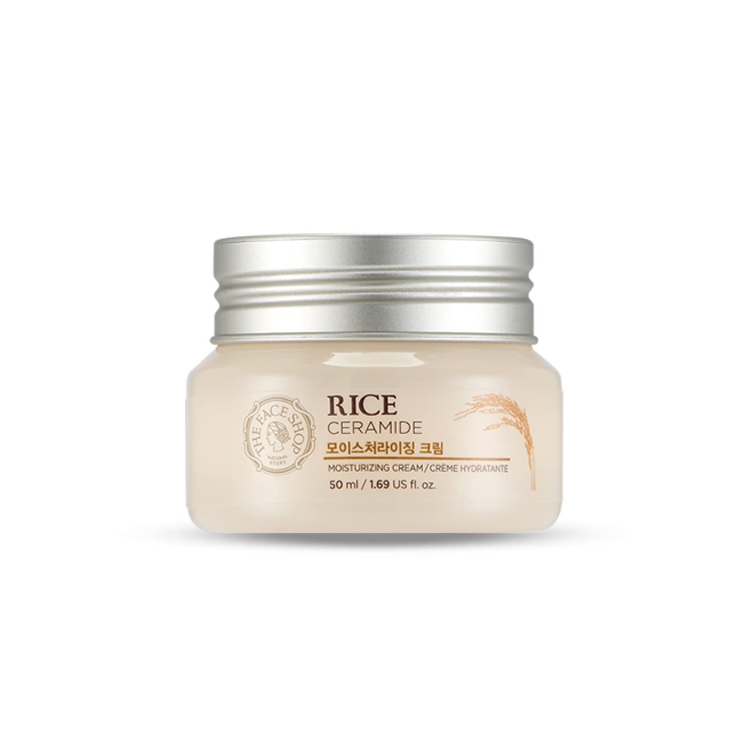 THE FACE SHOP Rice Ceramide Moisturizing Cream - Korean Skincare for Dry & Sensitive Skin | Deep Hydration & Nourishing Face Moisturizer | Day & Night Cream for Healthy Glow