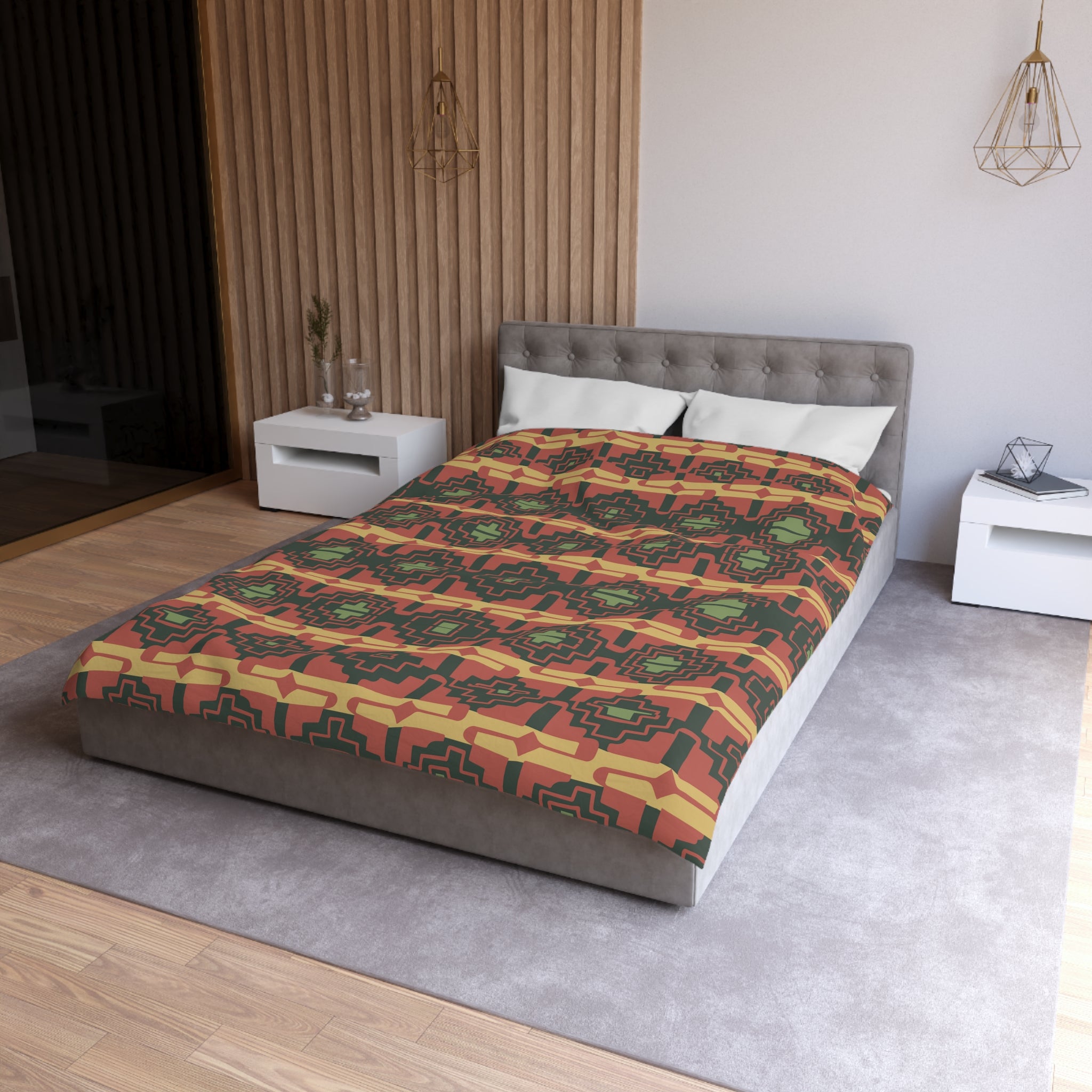 Soft Microfiber Duvet Cover Set - Southwestern Dune Pattern - Queen Size Bedding for Cozy Home & Hotel Use
