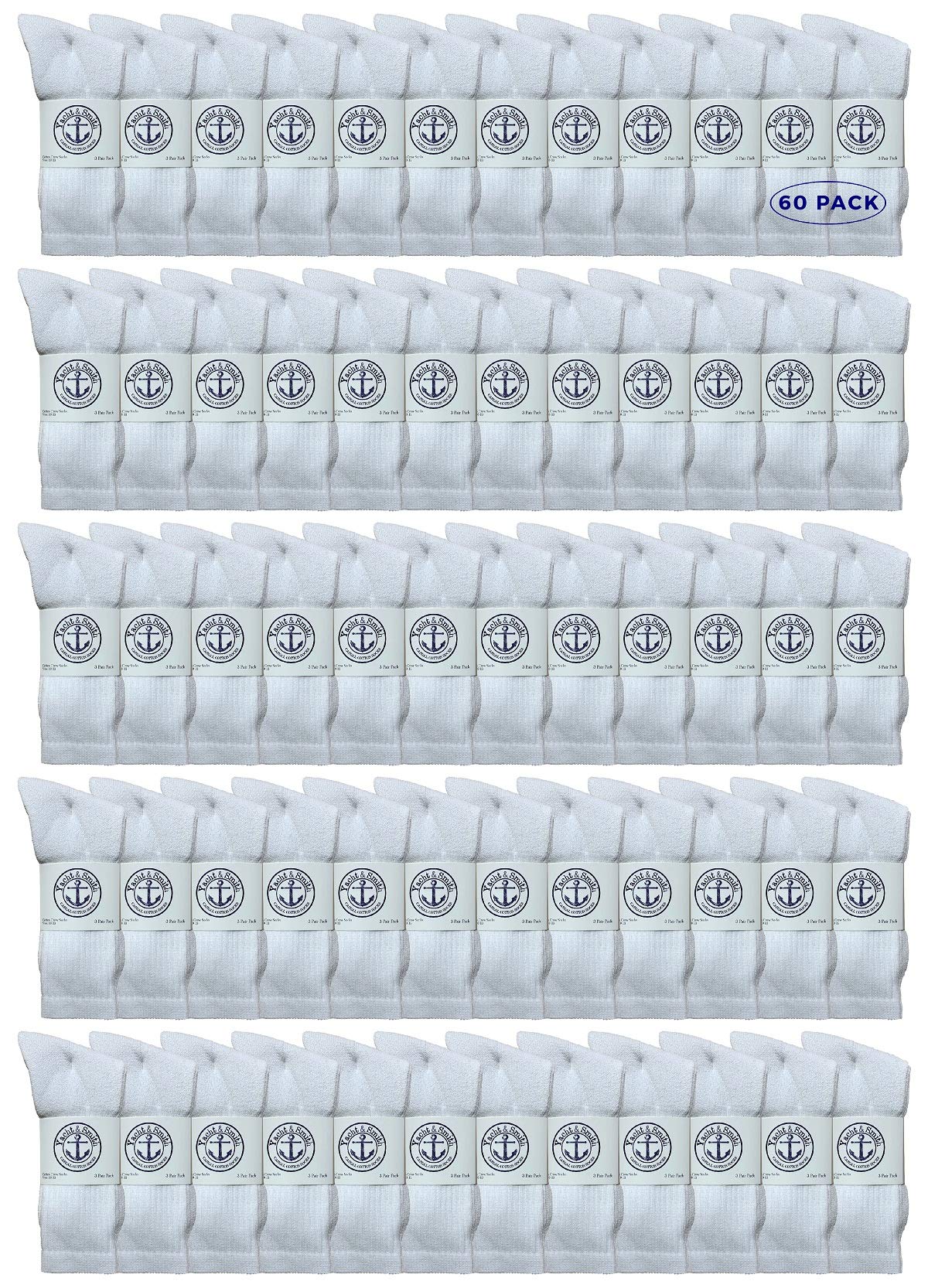 60 Pairs Bulk Cotton Athletic Socks for Men - Yacht & Smith Brand - Size 8-12 - Perfect for Sports, Running, Gym & Casual Wear