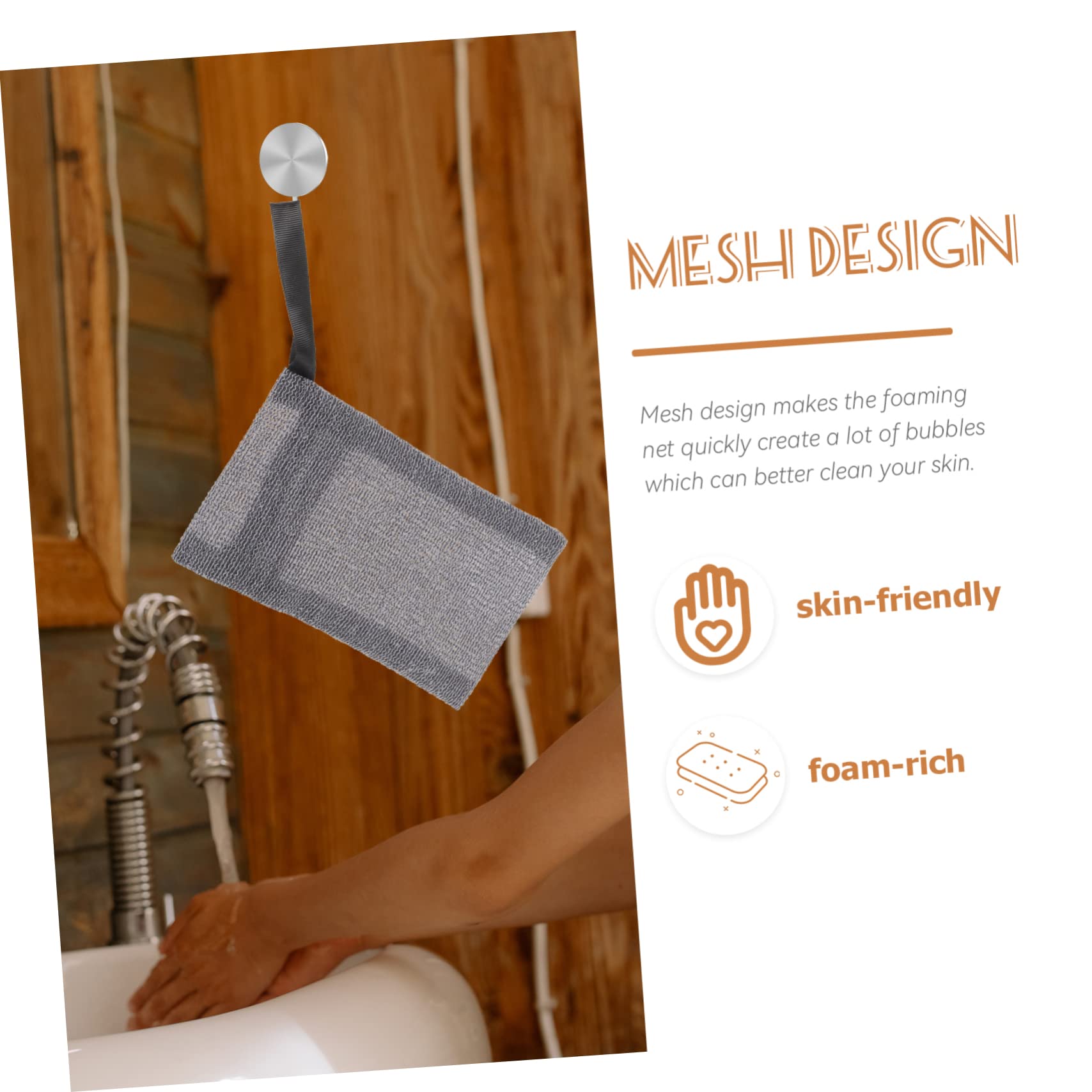 Minkissy 4-Pack Exfoliating Soap Mesh Bags with Pumice Stone for Feet - Nylon Fiber Soap Savers & Pouches for Bar Soap - Perfect for Bath, Shower & Travel Use
