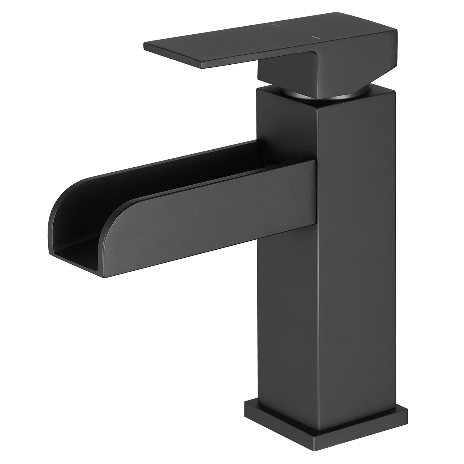 Lexdale Black Waterfall Bathroom Faucet - Single Handle Vessel Sink Faucet with Pop-Up Drain & Supply Lines - Brass Vanity Lavatory Faucet for Modern Bathroom & Powder Room Decor