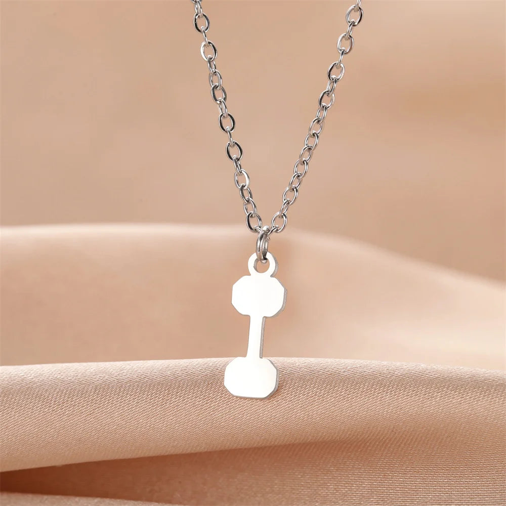 Stainless Steel Dumbbell Necklace for Men - Weightlifting & Gym Jewelry Gift for Bodybuilders & Fitness Enthusiasts | Perfect for Workouts, Sports & Casual Wear