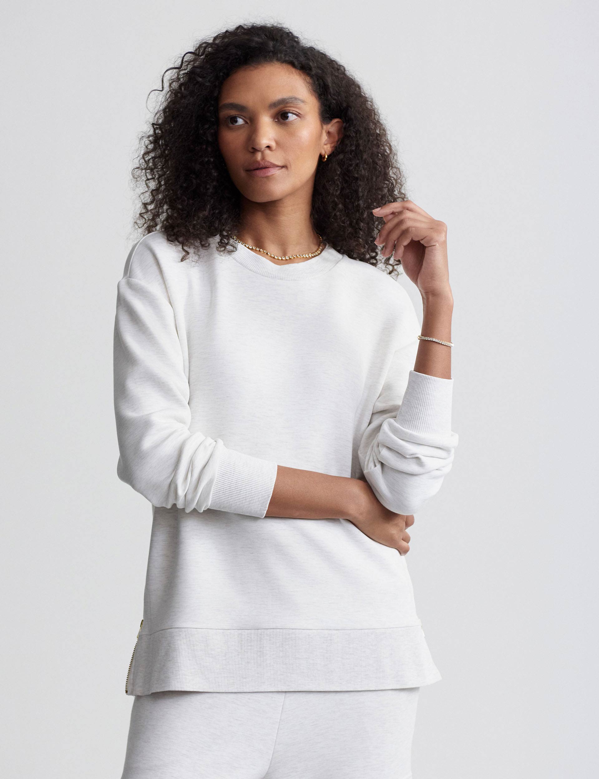 Gabriella Sweat Ivory Marl Women's Casual Pullover Sweatshirt - Soft & Comfortable for Everyday Wear, Lounge & Outings