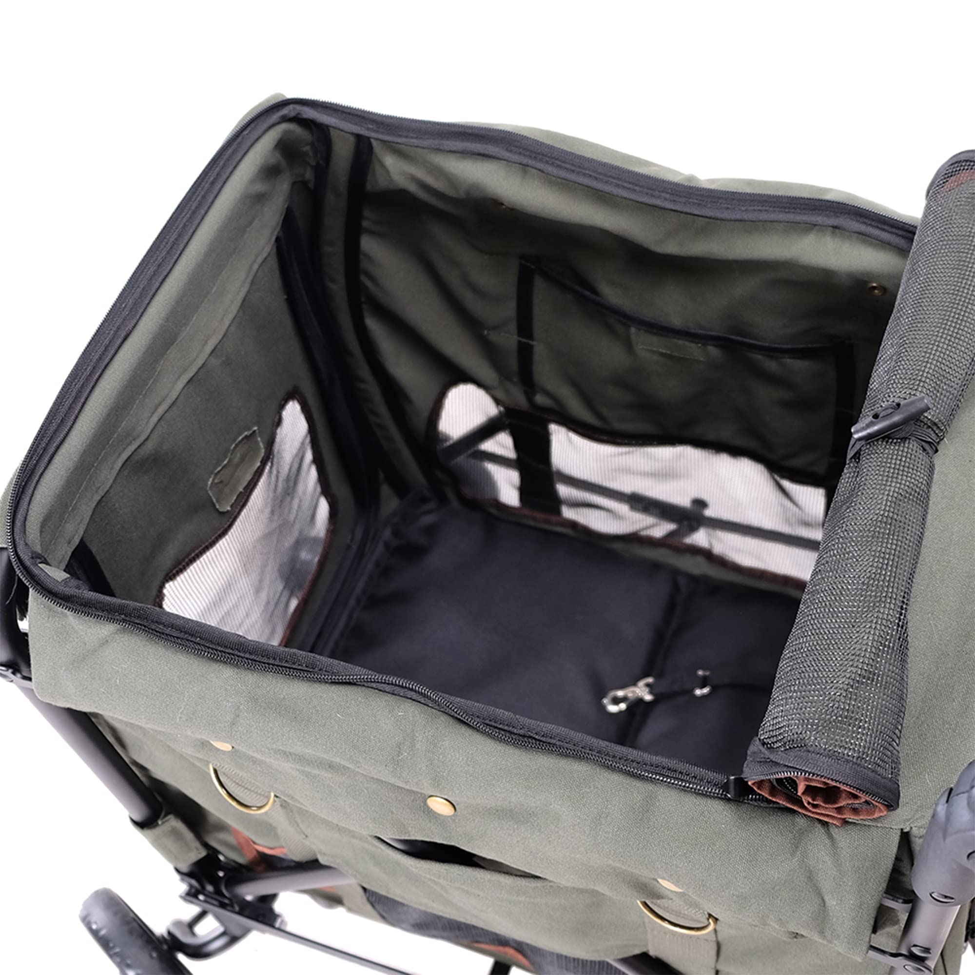 iBiyaya Heavy Duty Dog Stroller for Medium & Large Dogs - Detachable Carrier Bag with Top/Front Entry - Army Green Pet Wagon | Perfect for Outdoor Walks, Vet Visits & Travel with Your Gentle Giant