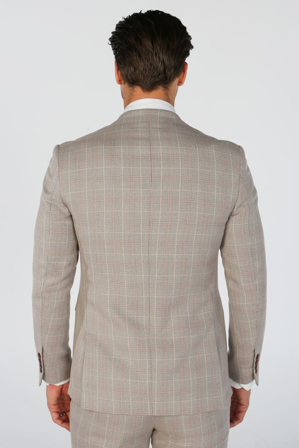 Leo Beige Check Three Piece Suit for Men - Classic Formal Business Attire for Weddings, Interviews & Special Occasions
