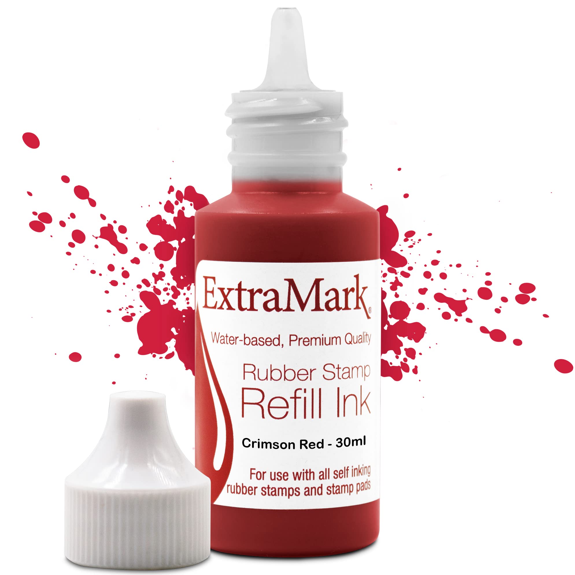 Premium Self-Inking Stamp Refill Ink - 30ml Crimson Red Ink for Rubber Stamps & Stamp Pads | Office Supplies, Document Signing, Craft Projects