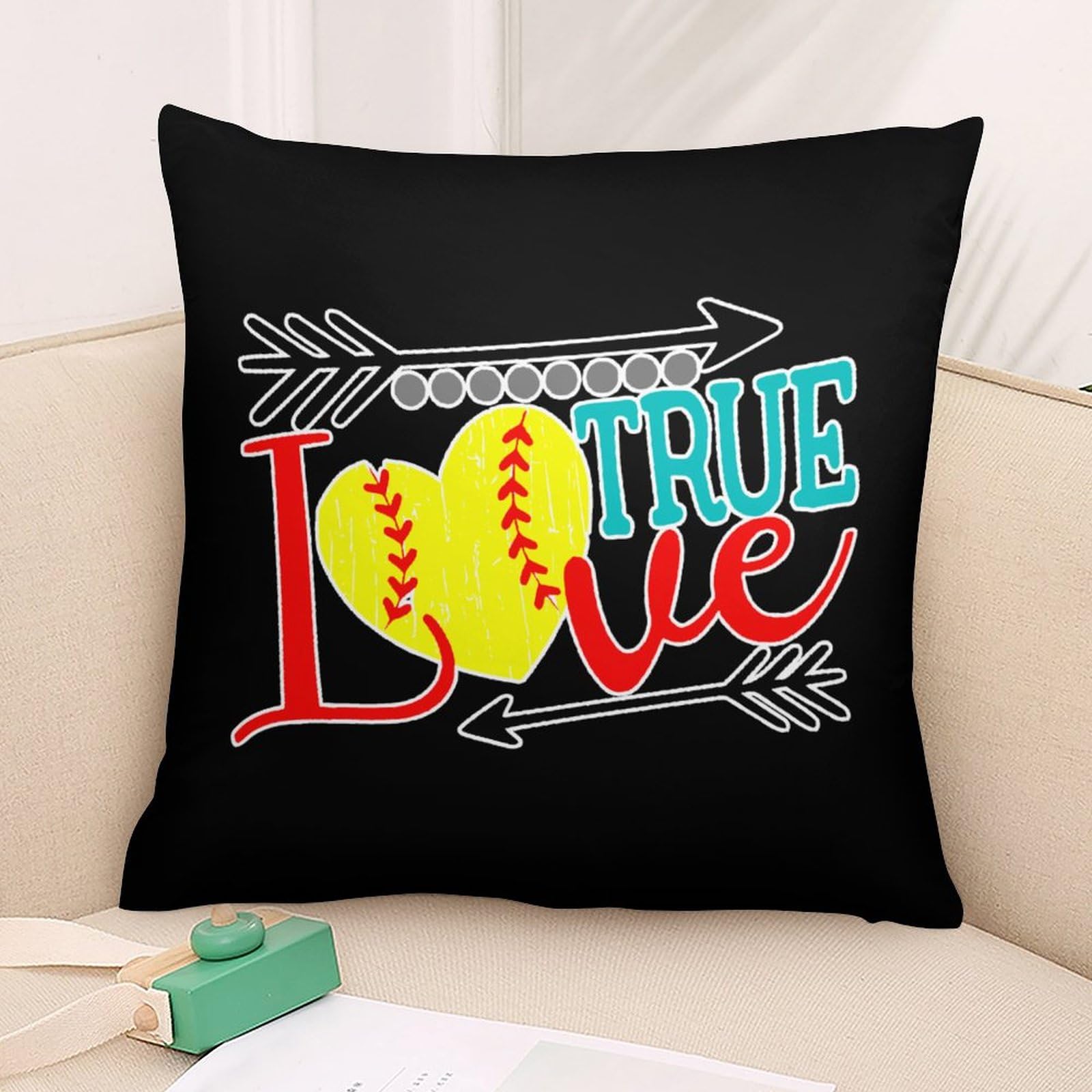 Softball Polyester Pillow Cases - Ultra Soft & Smooth 18x18 Inch Cushion Covers for Sofa, Bed, or Couch - Perfect for Home Decor, Living Room, Bedroom & Dorm Essentials