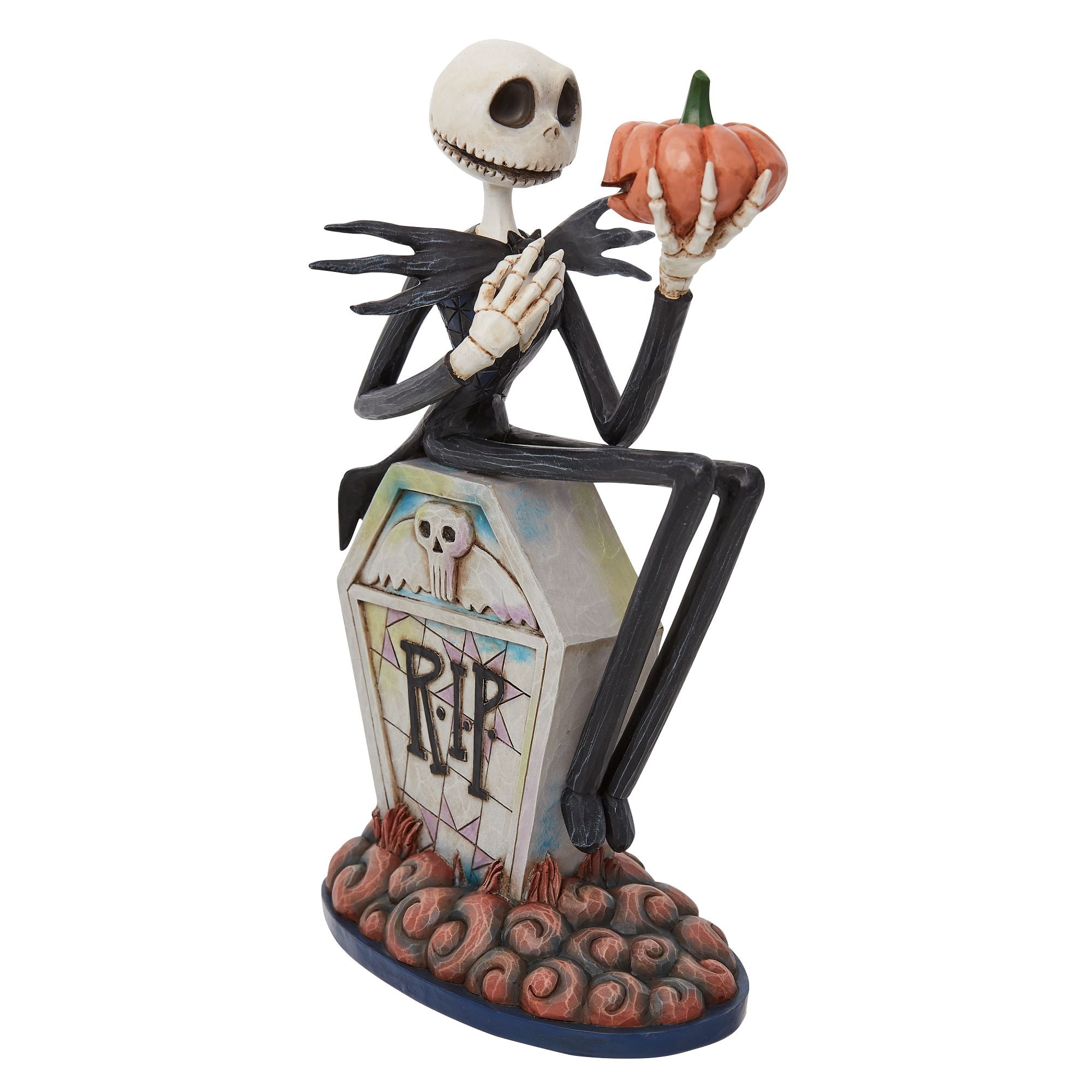 Jack on Gravestone - Gothic Halloween Decor - Spooky Graveyard Tombstone Prop - Perfect for Halloween Party, Haunted House, and Horror Movie Set Decorations
