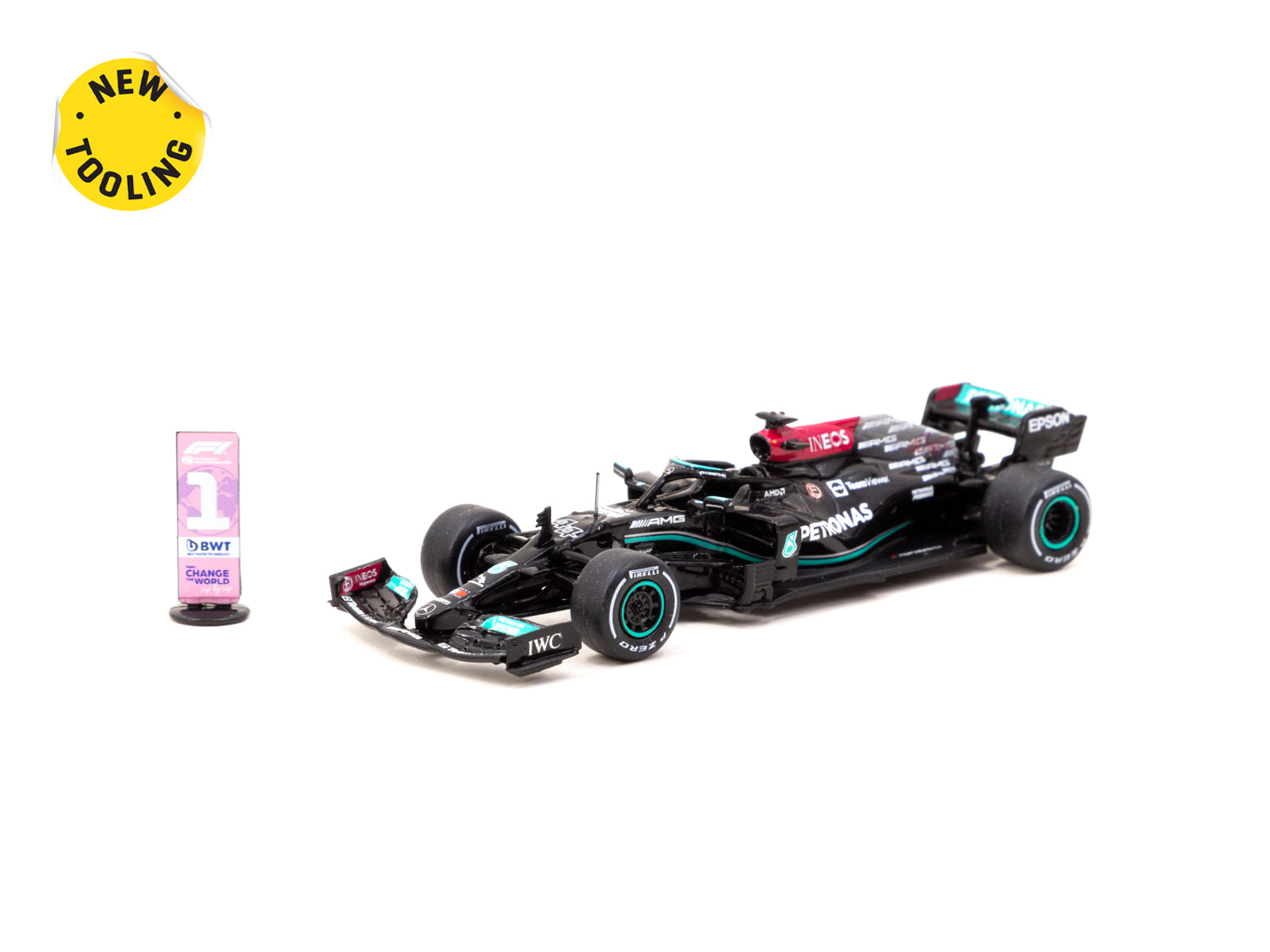Tarmac Works 1/64 Scale Mercedes AMG F1 W12 E Performance British GP 2021 Winner Lewis Hamilton #44 Diecast Model Car - Collectible Racing Memorabilia for F1 Fans & Display