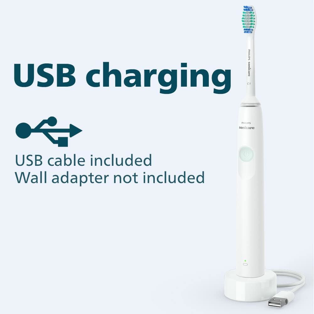 Philips Sonicare 2100 Series HX3661/04 Sonic Electric Toothbrush - Rechargeable with 2 Brush Heads for Deep Cleaning & Whitening - Perfect for Travel & Daily Oral Care