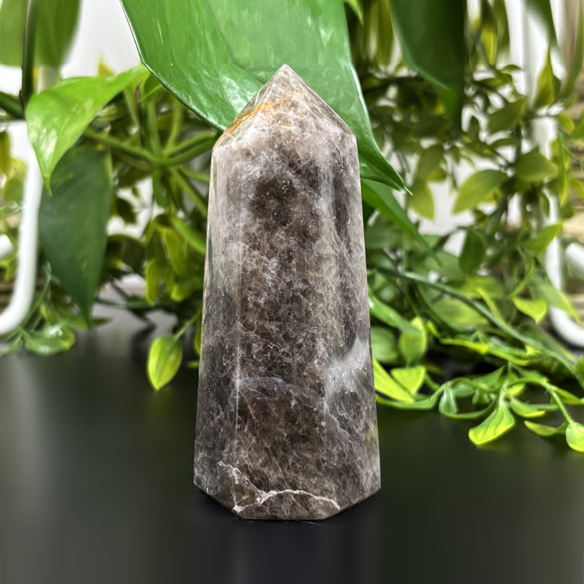 Natural Black Moonstone Crystal Obelisk Tower Point - Healing Stone for Intuition, Grounding & Emotional Balance | Protective Energy Stone | Meditation, Home Decor & Spiritual Gift