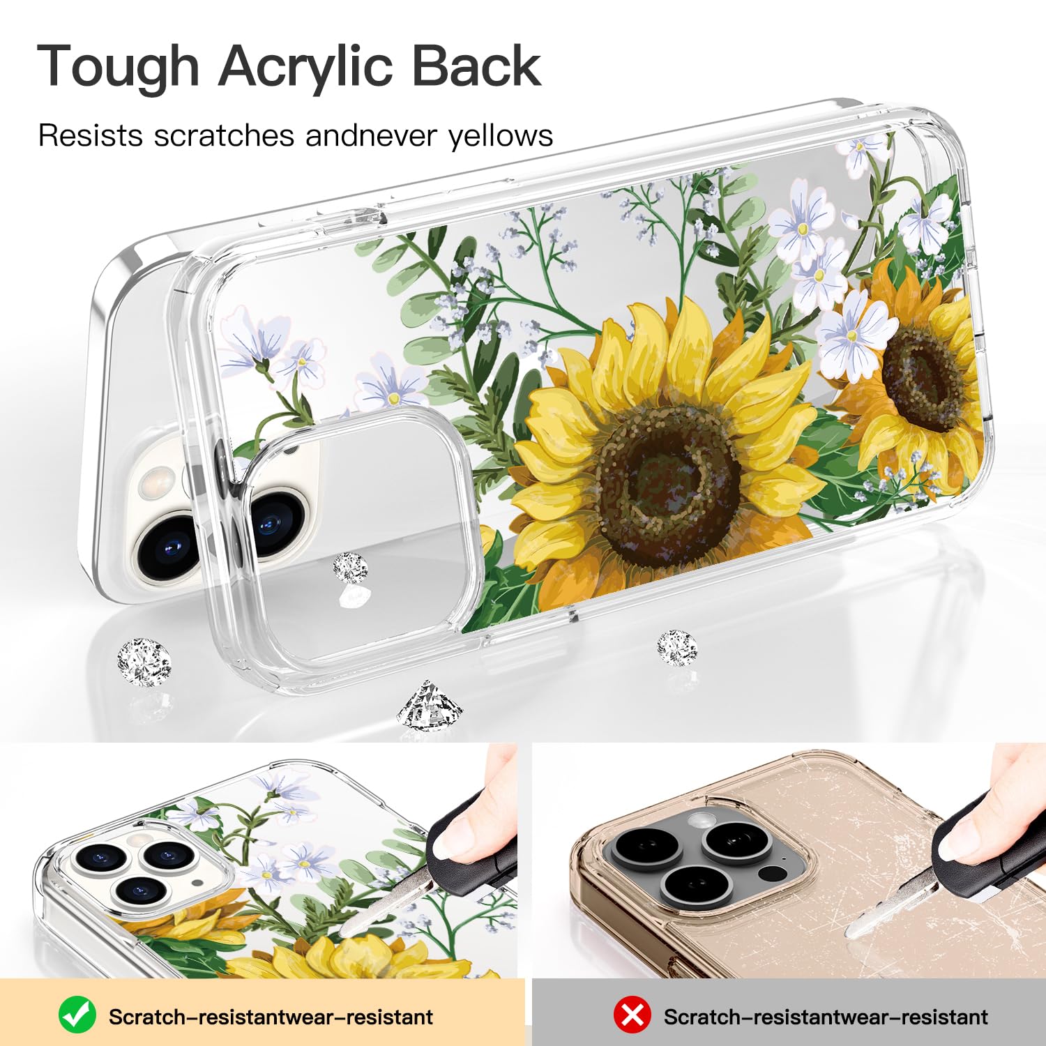 **ICEDIO Clear TPU iPhone 11 Pro Max Case with Screen Protector - Slim Fit Protective Cover for Women, Fashionable Blooming Sunflowers Design - Perfect for Everyday Use, Work & Travel (6.5