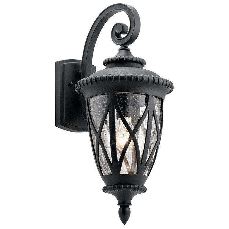 Admirals Cove Single Light Outdoor Wall Lantern - Weatherproof Exterior Sconce for Porch, Patio & Garden Lighting - Black Finish