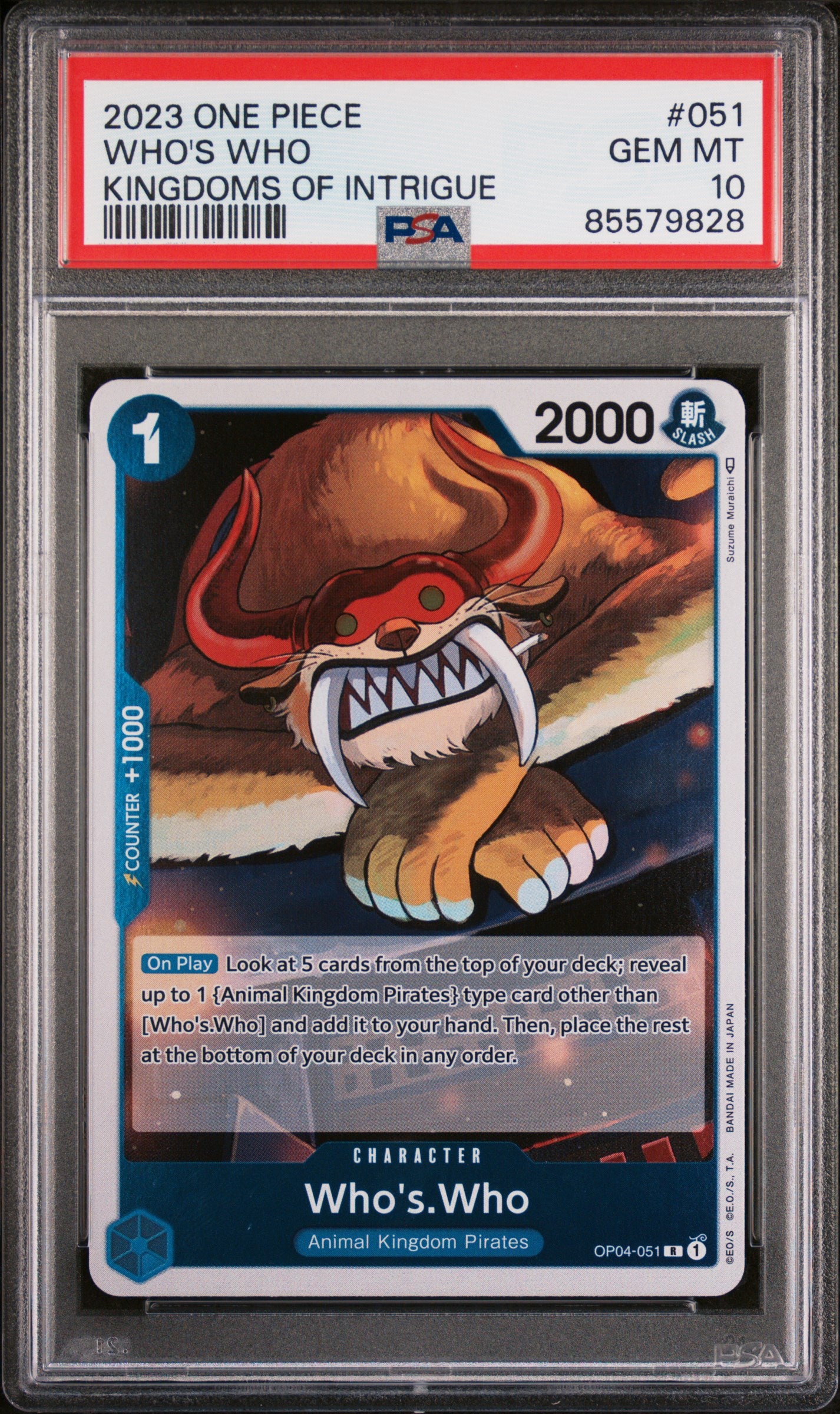 2023 One Piece Kingdoms of Intrigue Who's Who #51 PSA GEM MT 10 - Rare Collectible Trading Card for Anime Fans & Card Game Enthusiasts
