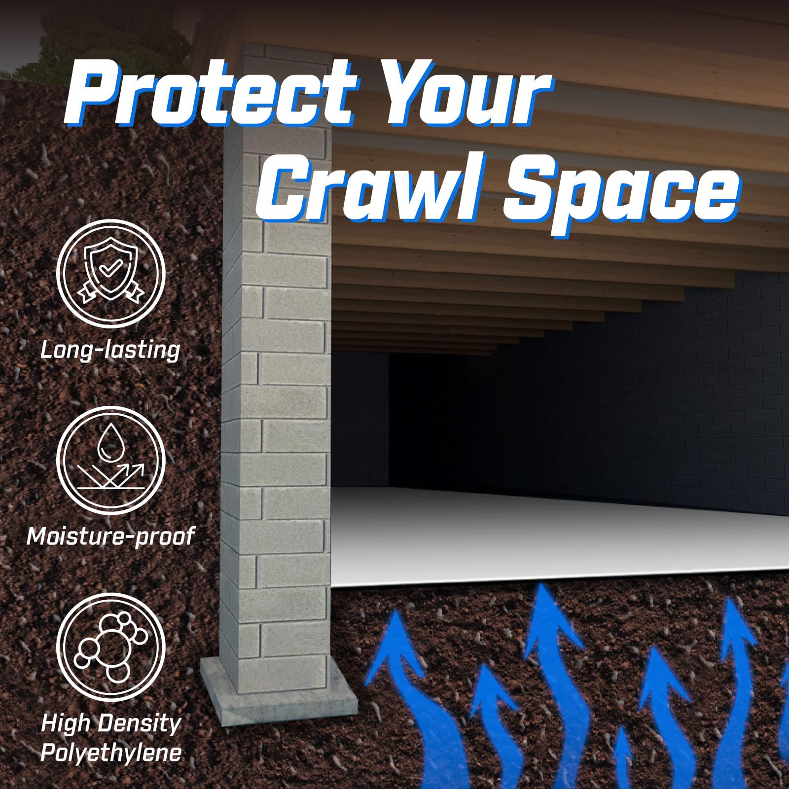 10mil Vapor Barrier Plastic Sheeting 10'x100' - Heavy Duty Crawl Space Encapsulation Film, Black/White Panda Film for Moisture Control & Insulation - Perfect for Basement Waterproofing, Concrete Floor Protection & DIY Home Renovation Projects