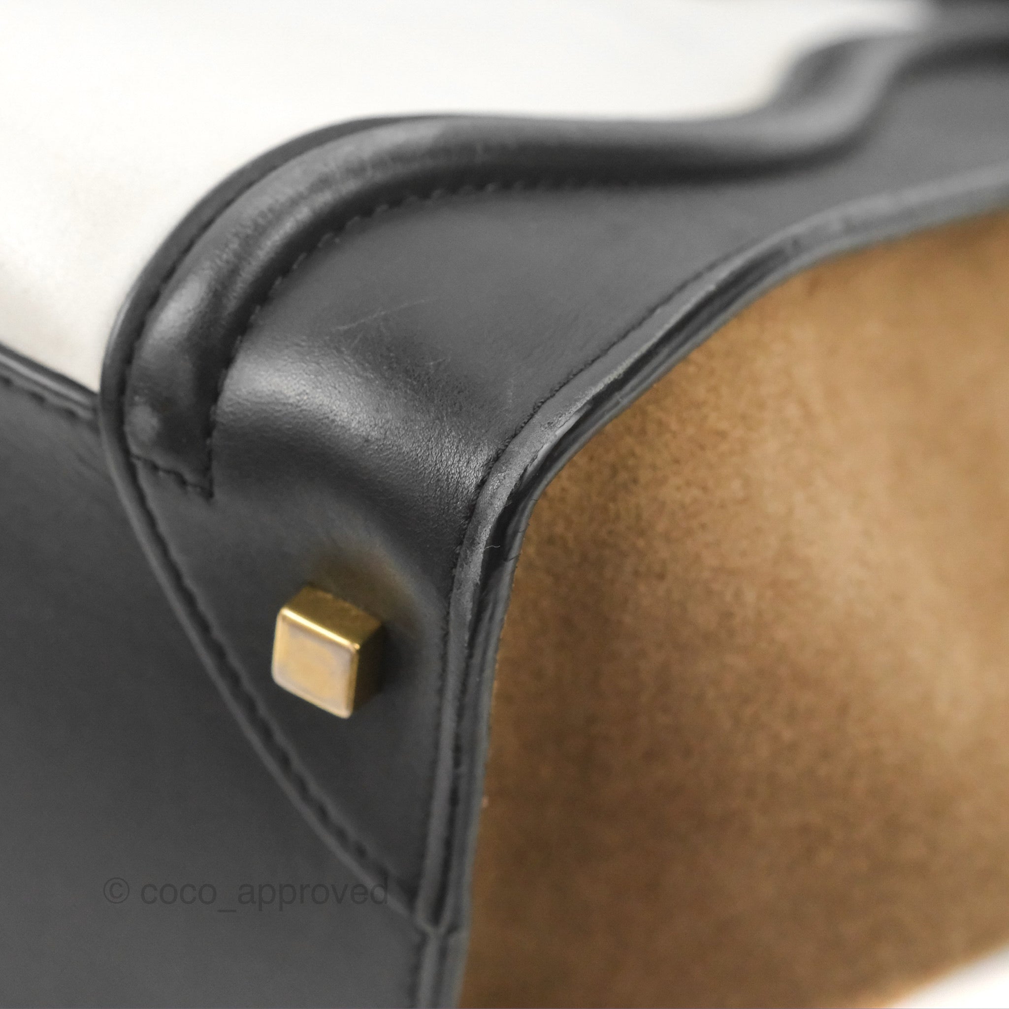 Celine Mini Luggage Bag in Black, White & Brown Calfskin Leather - Perfect for Travel, Work & Everyday Luxury Handbag