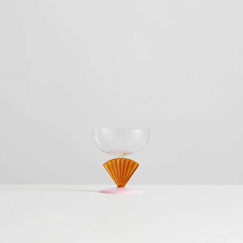 MAISON BALZAC Gelato Coupe Dessert Bowl Set - Opaque Pink, Amber & Clear Glass Bowls for Ice Cream, Pudding, Fruit | Elegant Serving Dishes for Parties, Weddings & Home Dining