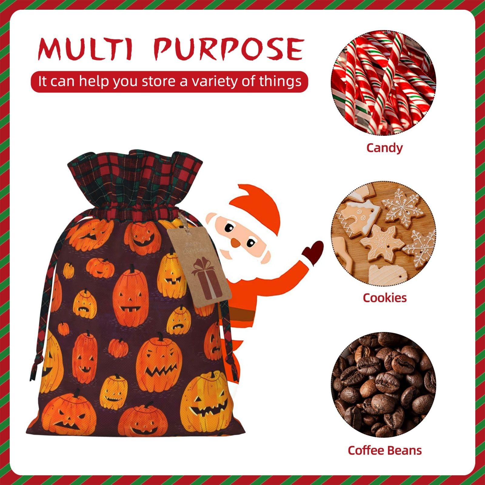 Halloween Pumpkin Gift Bags - Reusable Drawstring Party Favors for Trick or Treat, Classroom Treats & Spooky Decorations