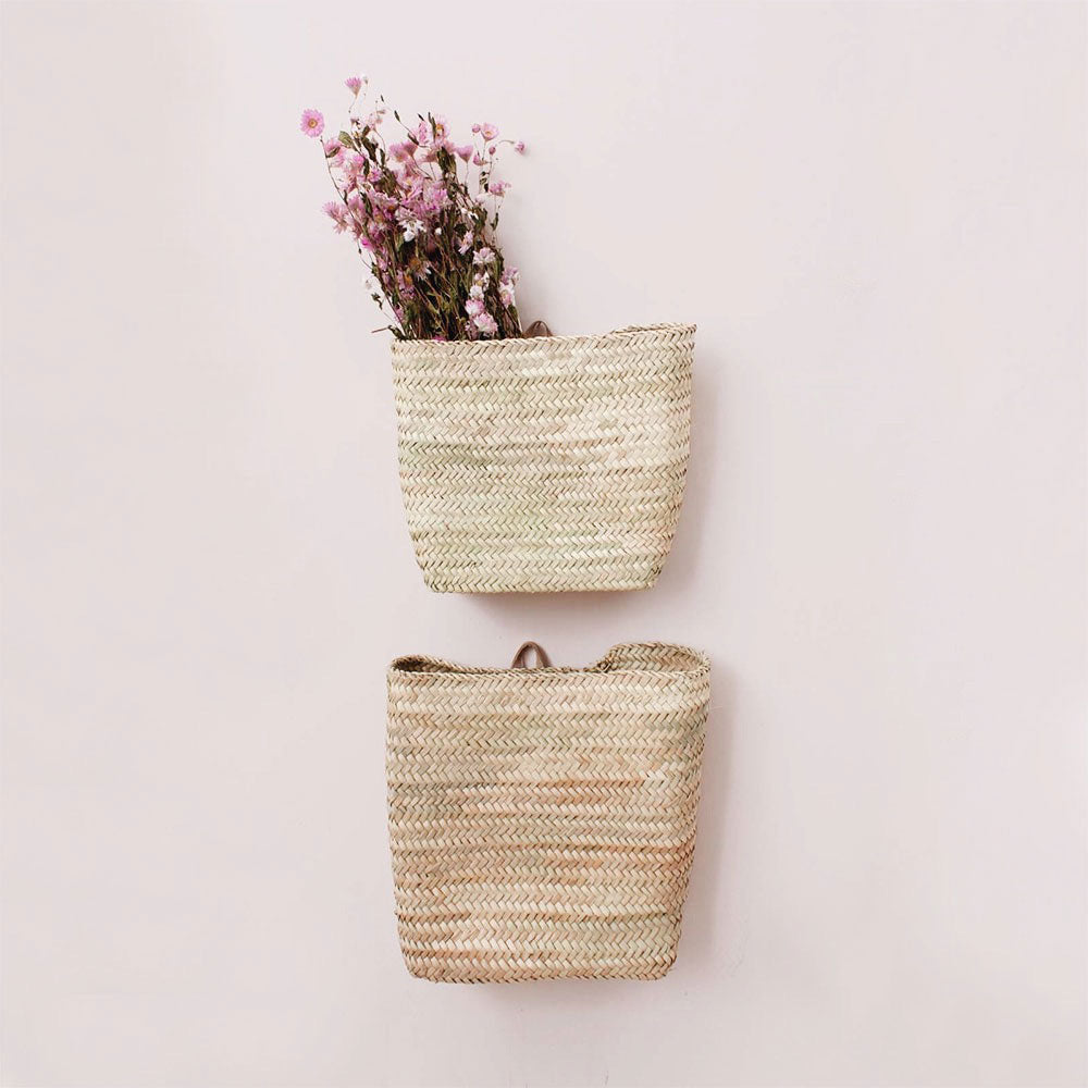 Hanging Wall Basket - Decorative Storage Organizer for Home, Kitchen, Bathroom | Perfect for Plants, Towels & Small Items | Rustic Farmhouse Style Wall Decor