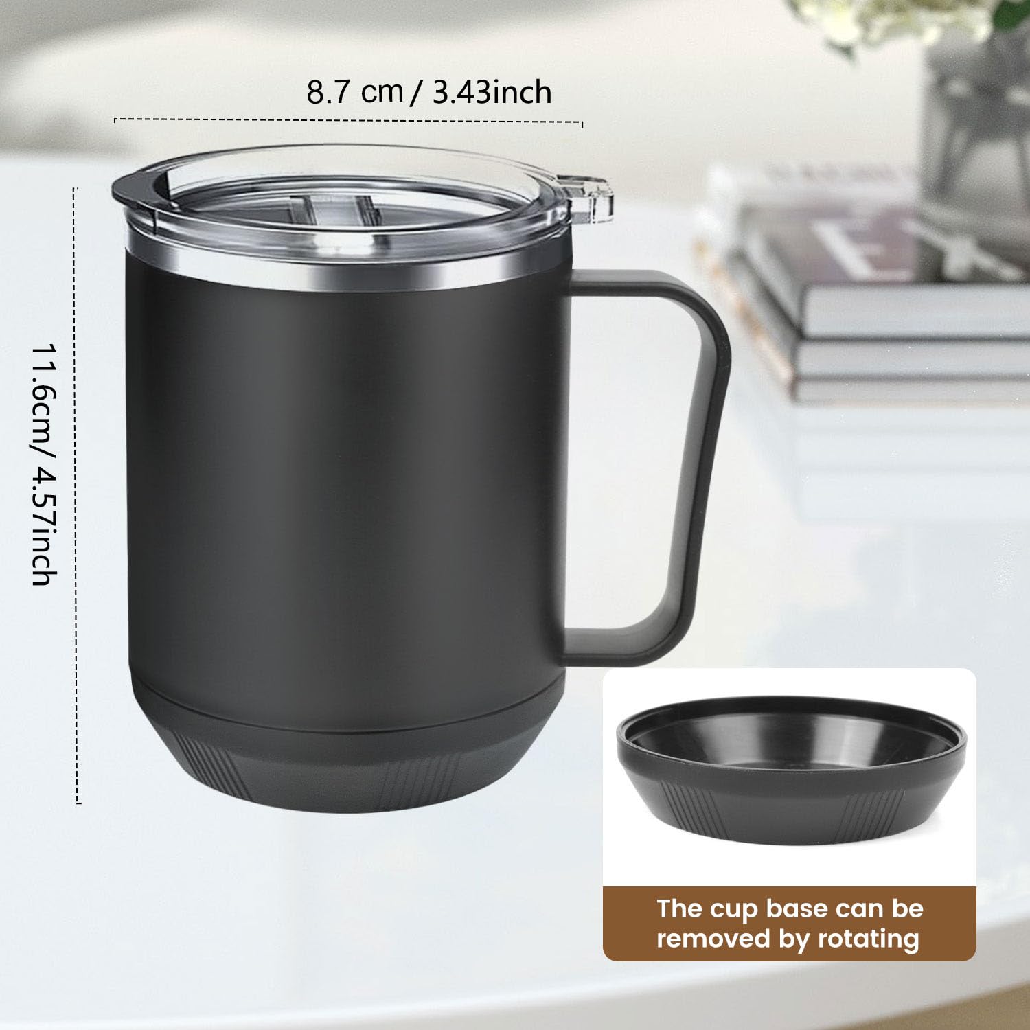 30W Coffee Mug Warmer with Auto Shut Off & Timer - 15.5oz Aesthetic Ceramic Mug Set - Smart Desk Heater for Coffee, Tea, Hot Beverages - Perfect for Office, Home Use & Gift Giving - Black