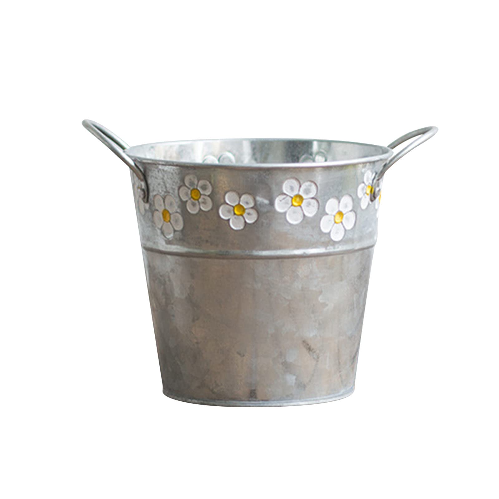 Vintage Wrought Iron Hanging Flower Bucket - Rustic Outdoor Planter for Balcony, Front Porch & Garden Decor (Blue, 1PC) | Perfect for Dried Flowers, Floral Arrangements & Home Decoration