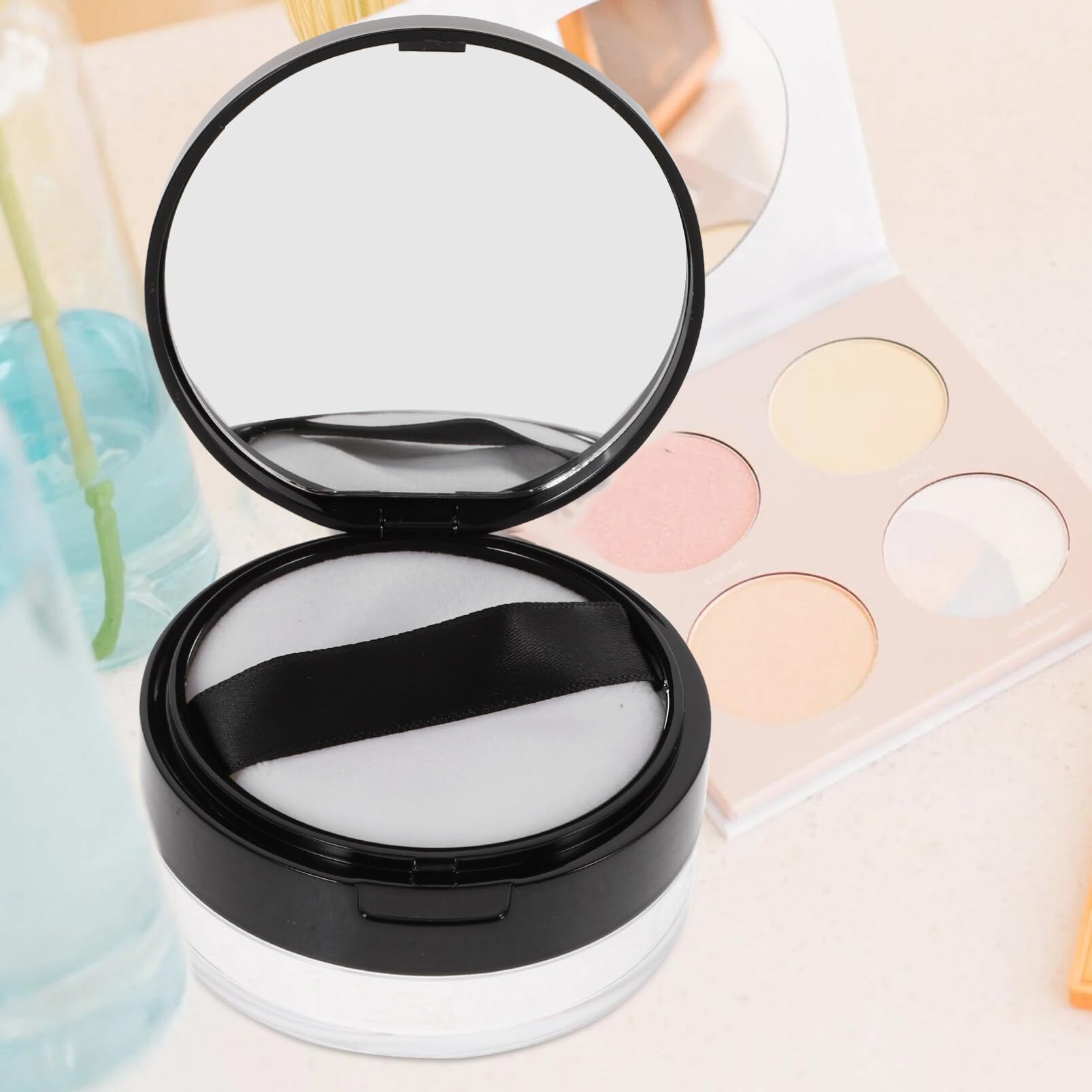 FOMIYES 2-Piece Loose Powder Containers with Puffs - Portable Makeup Powder Case for Home & Travel | Perfect for Touch-Ups On-The-Go & Compact Storage