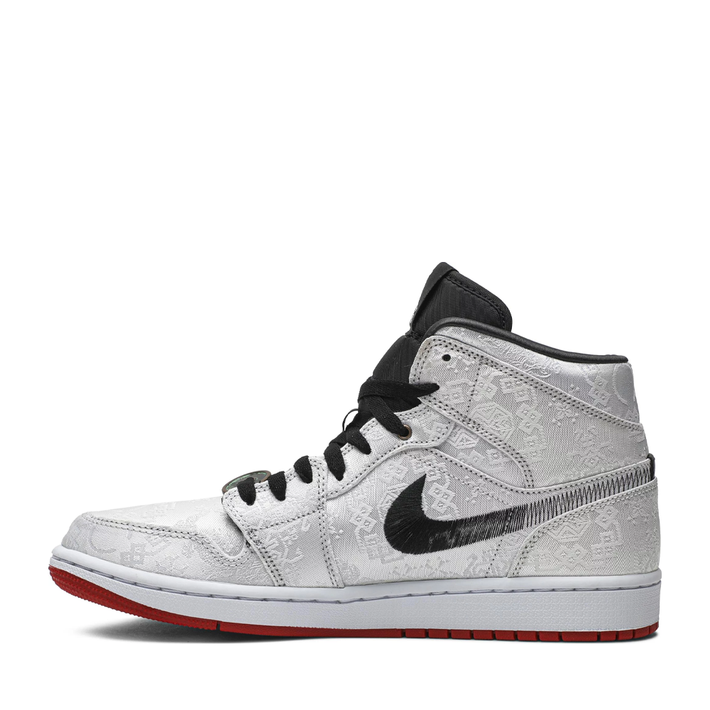 Nike Air Jordan 1 Mid CLOT Fearless White Sneakers - Men's Basketball Shoes for Sports & Streetwear Fashion (New)