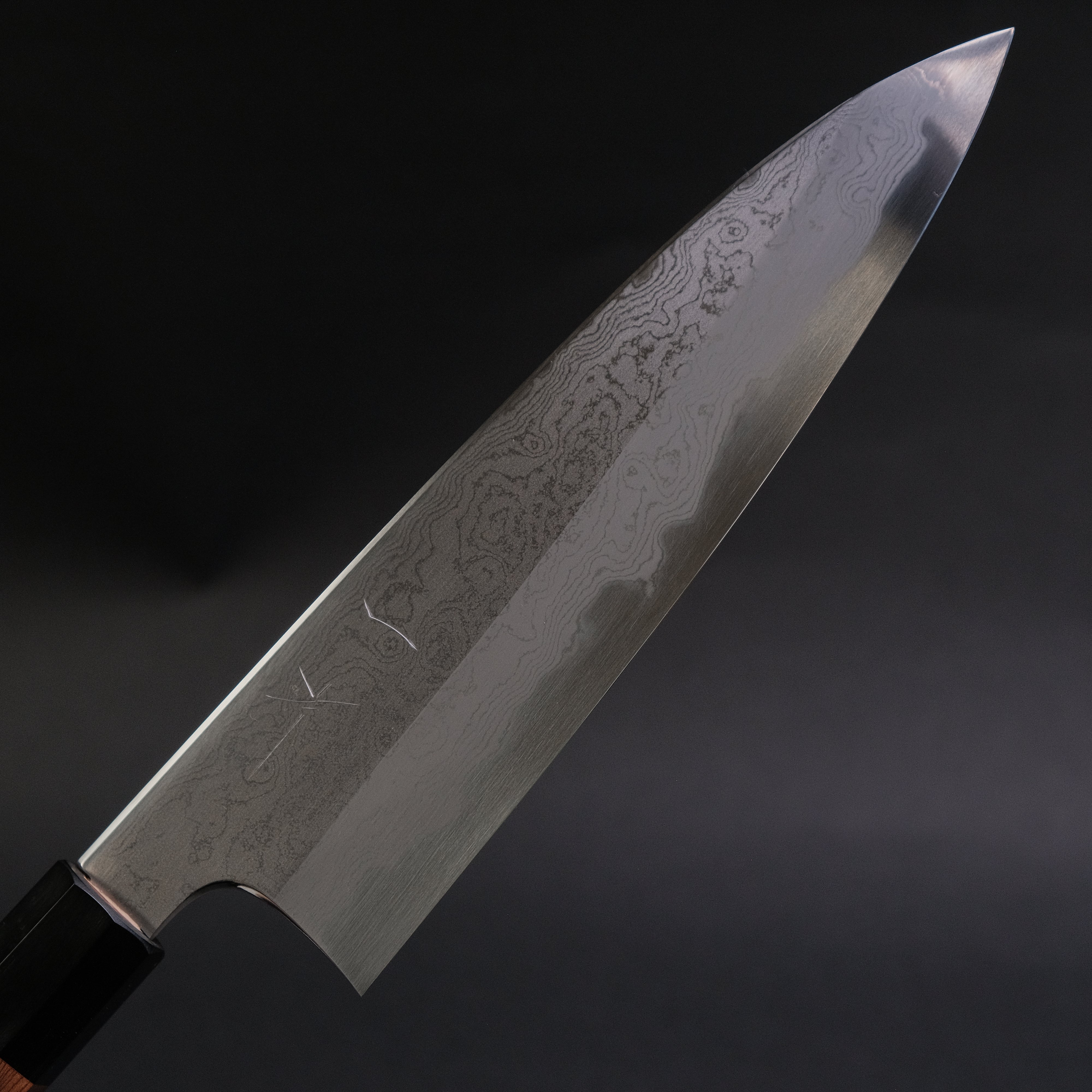 Hitohira Togashi White #1 Damascus Gyuto 210mm Japanese Chef Knife with Burnt Yakusugi Handle - Premium Kitchen Knife for Sushi, Meat Cutting & Professional Cooking
