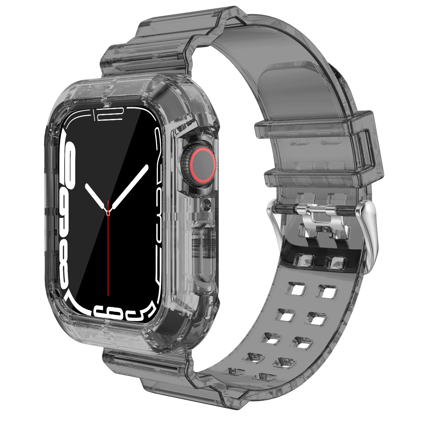 Soft Silicone Cute Jelly Transparent Apple Watch Band with Bumper Case - Compatible with 38mm/40mm/41mm/42mm/44mm/45mm iWatch Series 7/6/5/4/3/SE - Perfect for Workouts, Swimming & Everyday Wear
