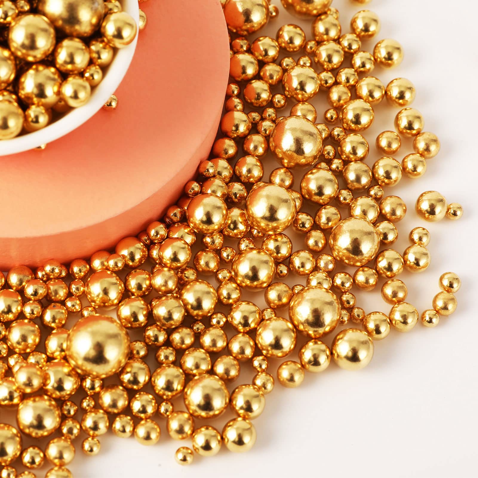 **Kasvan Gold Pearl Sugar Sprinkles - Edible Candy Pearls 130g/4.58 Oz for Cake, Cookie & Ice Cream Decorations - Mix Size Baking Decor - Perfect for Birthday, Wedding & Dessert Toppings**