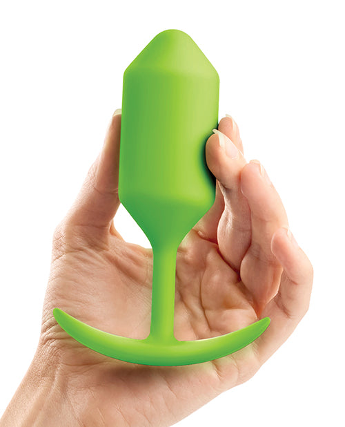 B Vibe Snug Plug 3 - Weighted Silicone Anal Plug for Men & Women - Comfortable & Discreet - Lime Green - Perfect for Beginners & Advanced Users - Enhance Intimacy & Solo Play
