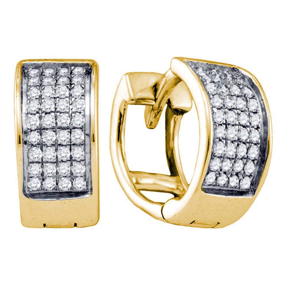 Sterling Silver Diamond Huggie Hoop Earrings for Men & Women - 1/6 Cttw Yellow Gold Tone | Perfect for Everyday Wear, Date Nights & Gift Giving