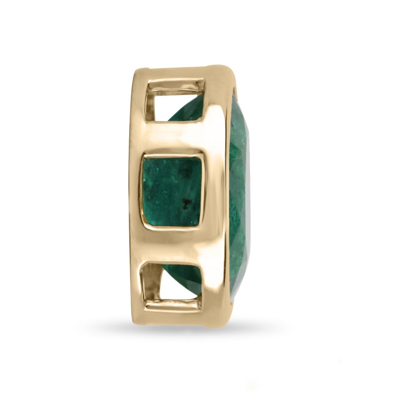 3.60ct 14K White or Yellow Gold Natural Oval Emerald Solitaire Bezel Slider Necklace for Women - Elegant Jewelry Gift for Anniversary, Birthday & Special Occasions